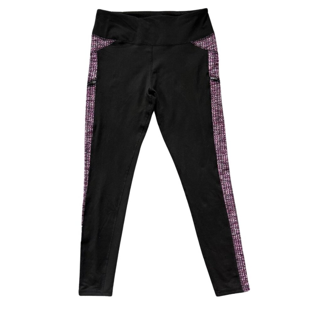 Z by Zobha black with purple accents leggings size Large